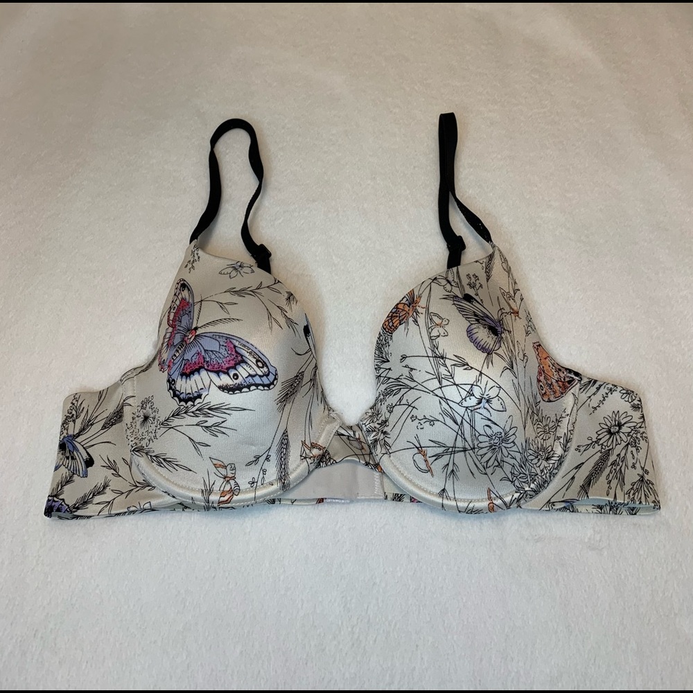 White Butterfly Patterned Gap Body Bra